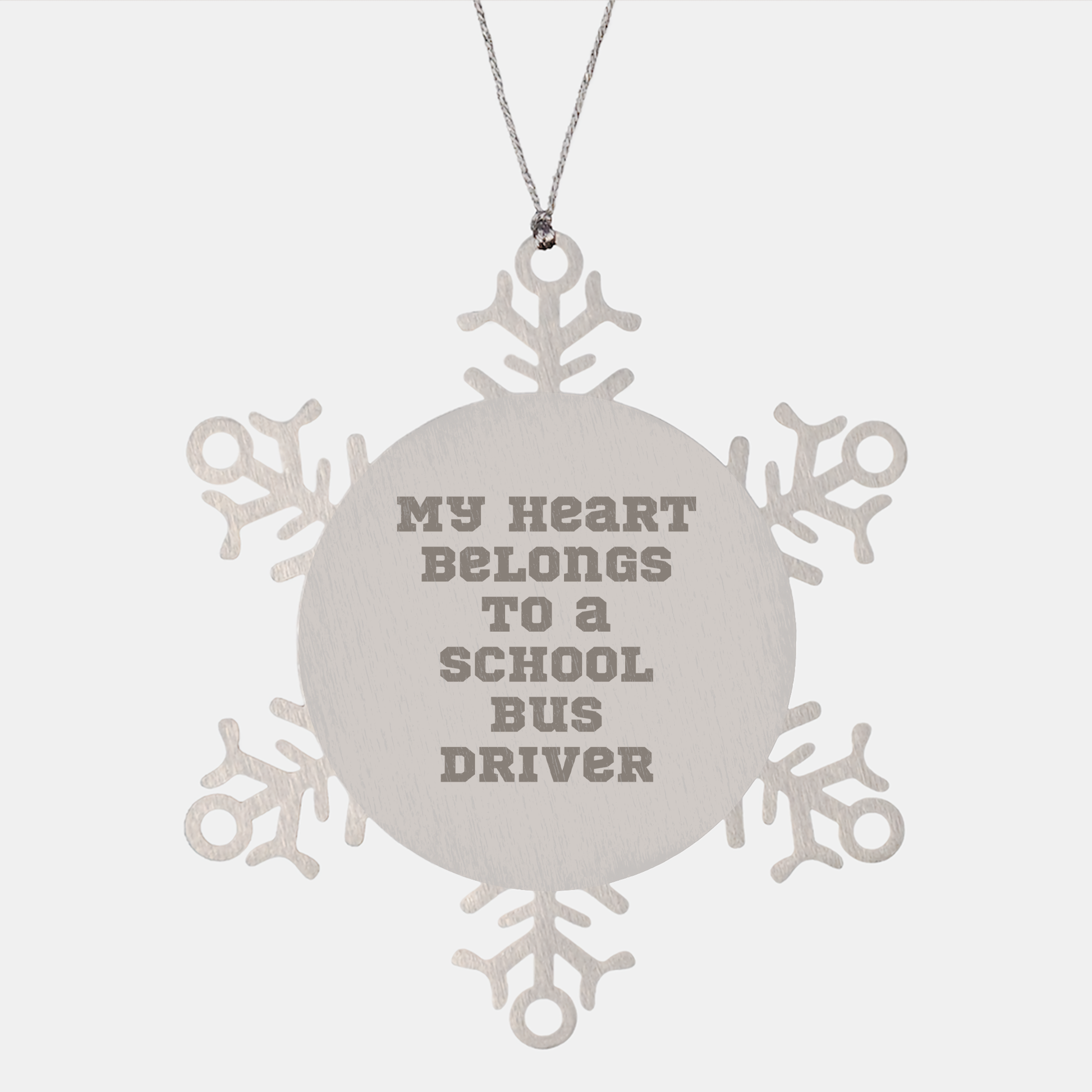 School Bus Driver Gifts from Friends - My Heart Belongs To A School Bus Driver Snowflake Ornament, Unique Christmas Unique Gifts for School Bus Driver, Men, Women, Family - Image 1