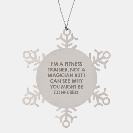 Funny Fitness Trainer Gifts: Snowflake Ornament for Christmas, Gifts from Fitness Trainers for Fitness Trainers, Friends, Family and Coworkers, Shatterproof Stainless Steel Ornament - Image 1