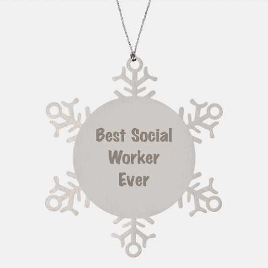 Funny Snowflake Ornament Gifts from Best Social Worker Ever to Social Worker Friends, Christmas Unique Snowflake Ornaments for Social Worker Coworkers - Image 1