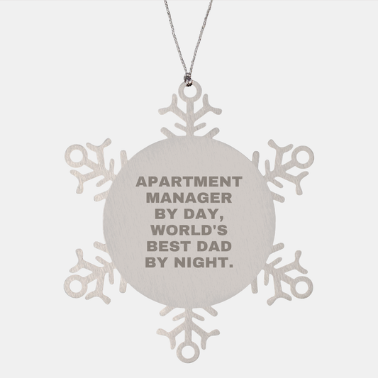 Funny Snowflake Ornament Gifts from World's Best Dad to Apartment Manager By Day, Unique Christmas Memorable Presents for Men - Image 1