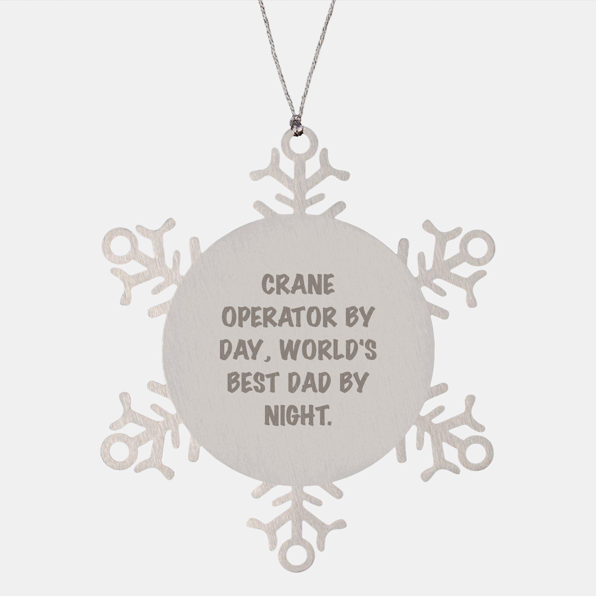 Crane Operator Gifts, Funny Snowflake Ornament, 'Crane Operator By Day, World's Best Dad By Night.' for Christmas Men Gifts from Friends and Family - Image 1