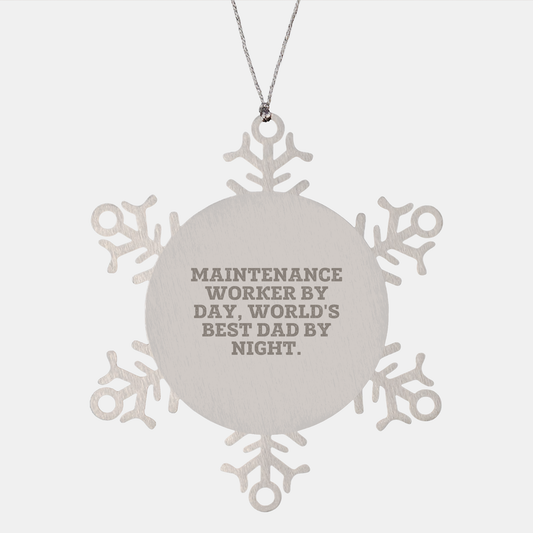 Funny Maintenance Worker Gifts from Dad By Day, Snowflake Ornament for Christmas - Image 1