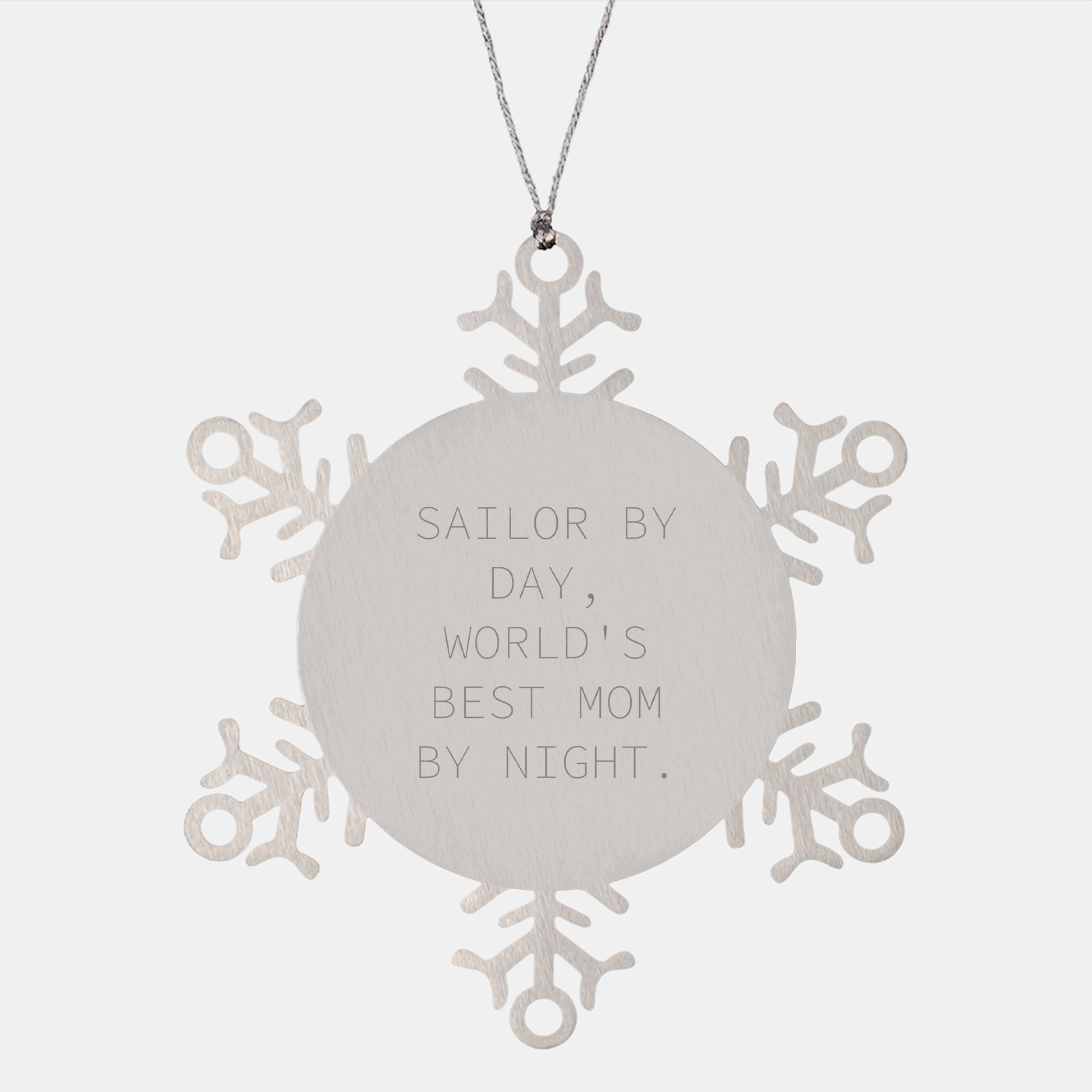 Sailor Gifts - Sailor By Day, World's Best Mom By Night. Snowflake Ornament, Christmas Unique Gifts from Mom to Sailor - Image 1