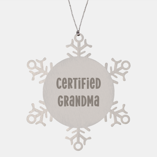 Funny Grandma Snowflake Ornament Gifts from Friends, Cute Christmas Memorable Present for Grandma, Certified Grandma Quote - Image 1