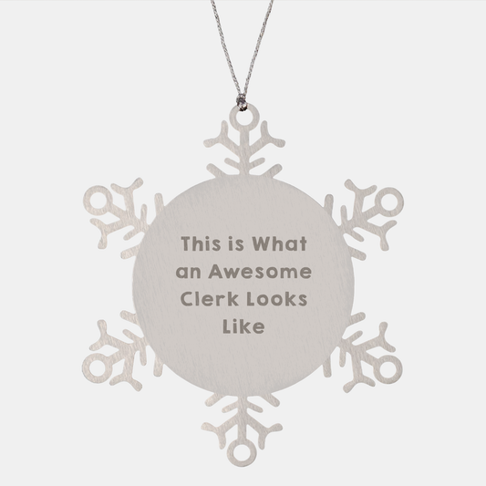 Clerk Gifts from Friends, Christmas Unique Snowflake Ornament Inspirational Quote for Awesome Colleagues, 3.14 inches in Diameter - Image 1