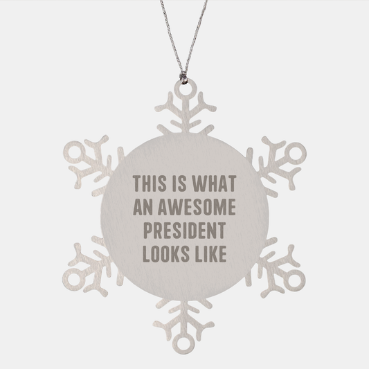 Funny President Gifts from Men to President Snowflake Ornament for Christmas Unique Gifts - Image 1