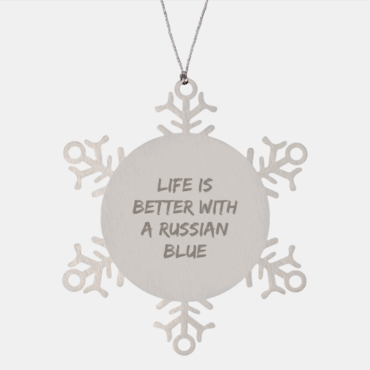 Russian Blue Cat Lovers Snowflake Ornament Gift from Family, Friends, or Coworkers this Christmas - Image 1