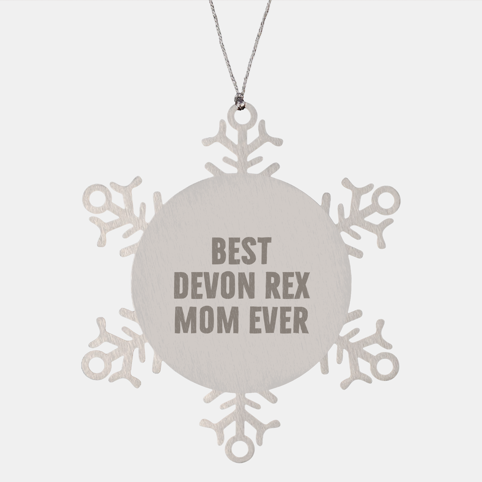 Funny Devon Rex Cat Gifts from Best Mom Ever - Snowflake Ornament for Christmas - Image 1