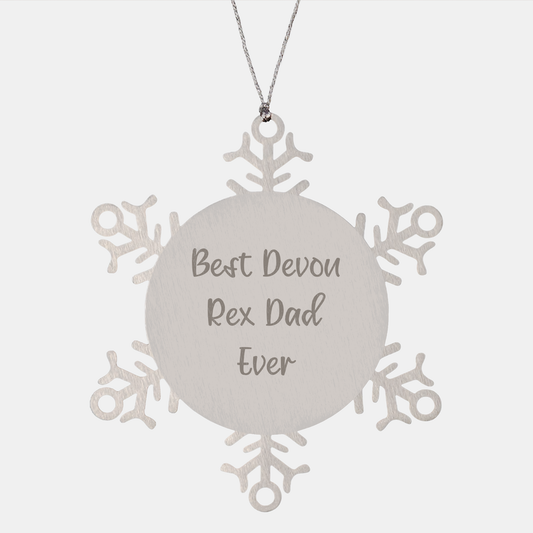 Funny Devon Rex Cat Dad Ever Gifts from Men to Friends, Snowflake Ornament for Christmas Unique Presents - Image 1