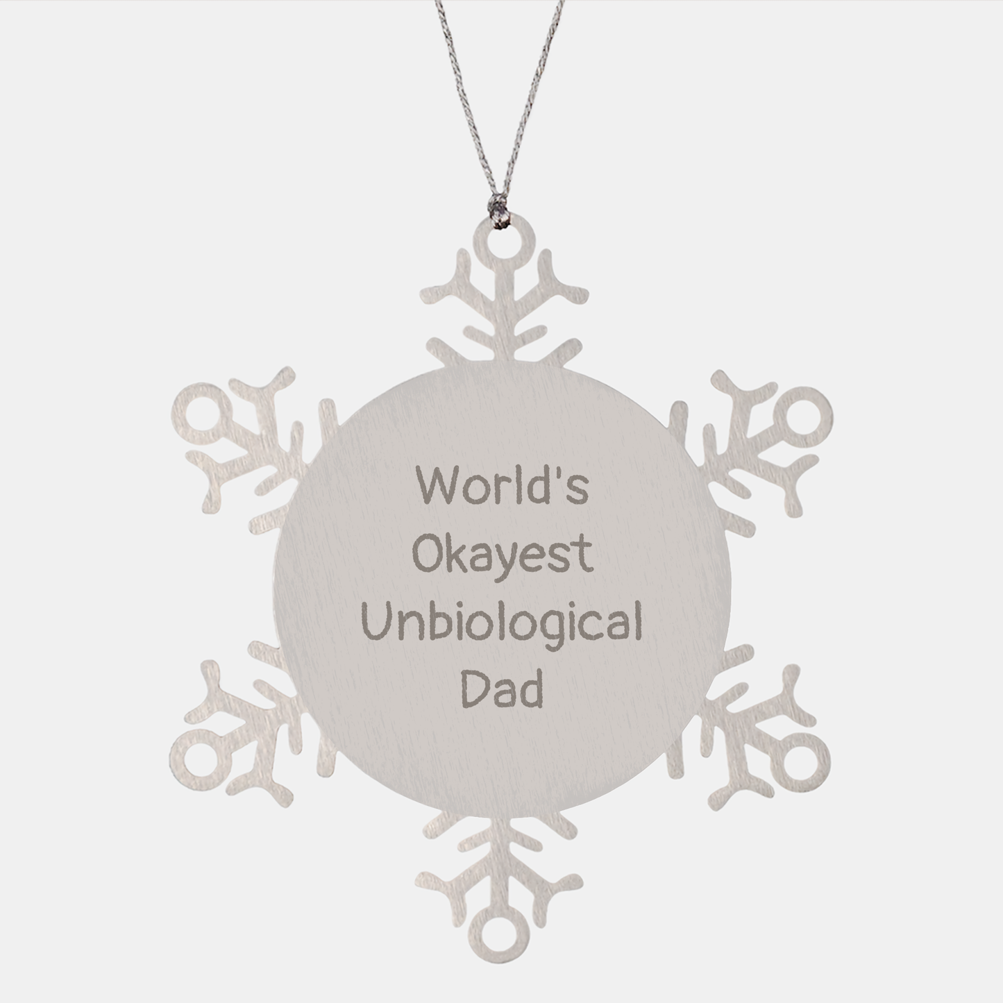 Funny Unbiological Dad Gifts, World's Okayest Unbiological Dad Snowflake Ornament, Unique Christmas Unique Gifts from Men to Unbiological Dads - Image 1