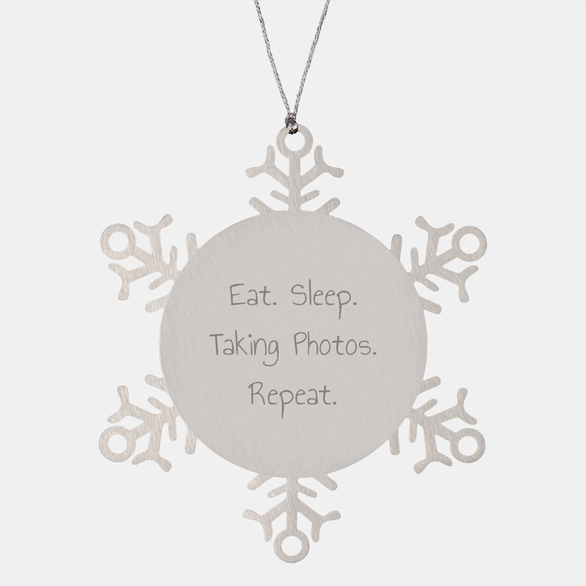 Funny Snowflake Ornament Gifts for Taking Photos Enthusiasts, Eat. Sleep. Taking Photos. Repeat., Gifts from Friends and Family for Christmas - Image 1