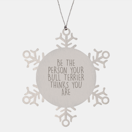 Funny Bull Terrier Dog Gifts, Snowflake Ornament for Men, Women, Friends, Christmas Unique Gifts from Family - Image 1