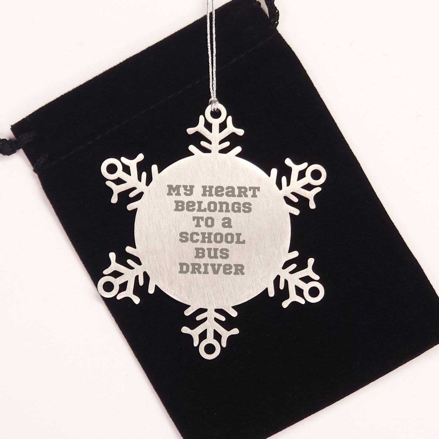 School Bus Driver Gifts from Friends - My Heart Belongs To A School Bus Driver Snowflake Ornament, Unique Christmas Unique Gifts for School Bus Driver, Men, Women, Family - Image 2