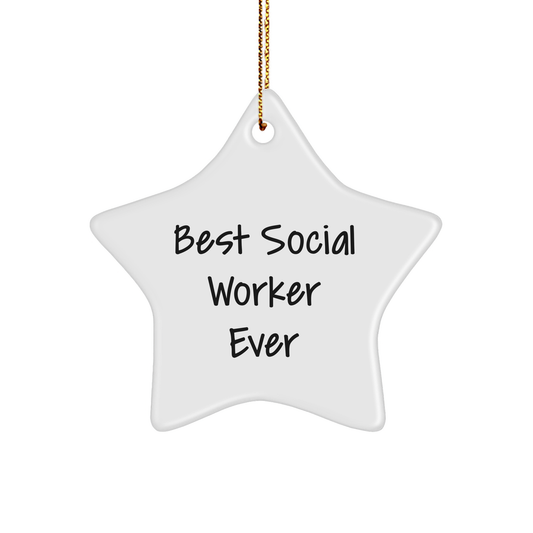 Funny Social Worker Quotes Star Ornament Gifts from Family for Women, Inspirational Christmas Decorations, Best Social Worker Ever - Image 1