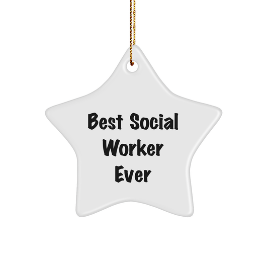 Funny Social Worker Gifts from Friends, Inspirational Star Ornament for Best Social Worker Ever, Christmas Unique Gifts for Women - Image 1
