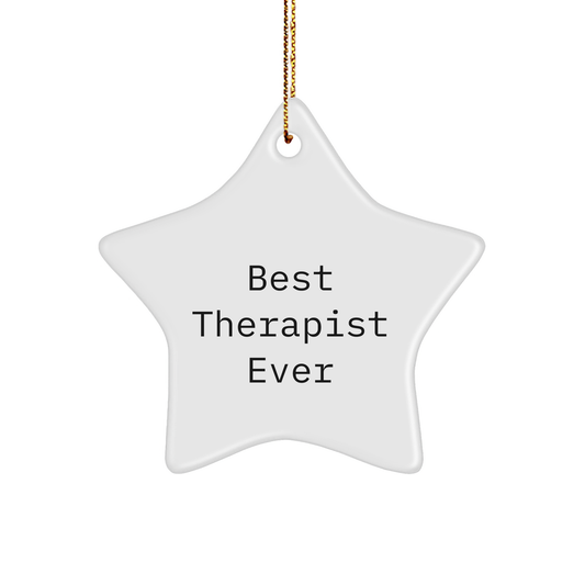 Funny Therapist Gifts from Best, Star Ornament for Therapist Friends, 'Best Therapist Ever' Quote, Christmas Unique Gifts - Image 1