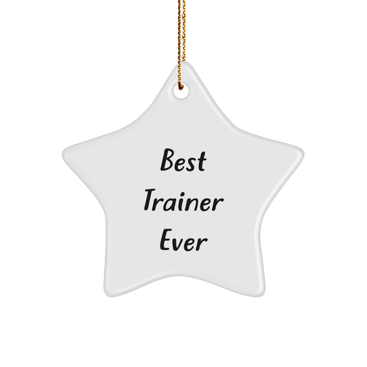 Funny Trainer Star Ornament, Best Trainer Ever Quote, White Color, Star Shaped, Gifts for Trainers, Christmas Unique Gifts from Friends - Image 1