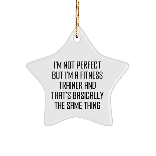 Funny Fitness Trainer Gifts from Friends and Family, Star Ornament for Christmas, 'I'm Not Perfect But...' Quote, Star Shaped Decorations for Home or Office - Image 1
