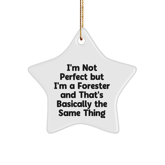 Funny Forester Gifts, Star Ornament, 'I'm Not Perfect...', Unique Christmas Unique Gifts from Friends to Family - Image 1