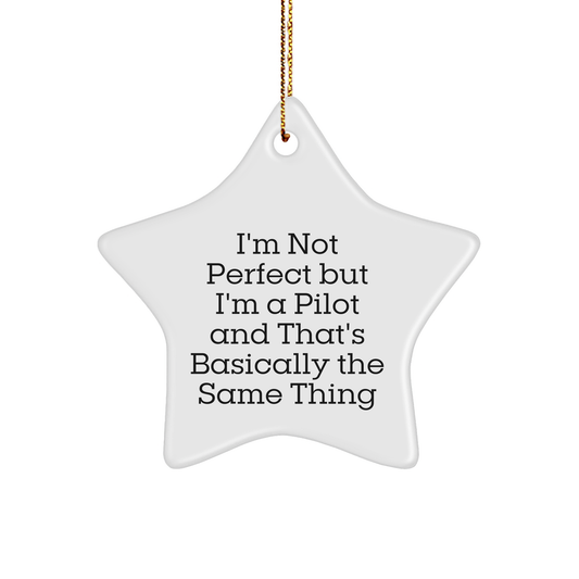 Pilot Gifts from Friends - I'm Not Perfect But I'm A Pilot And That's Basically The Same Thing Star Ornament, Unique Christmas Unique Gifts for Pilot Lovers, Funny Quote Pilot Decor - Image 1