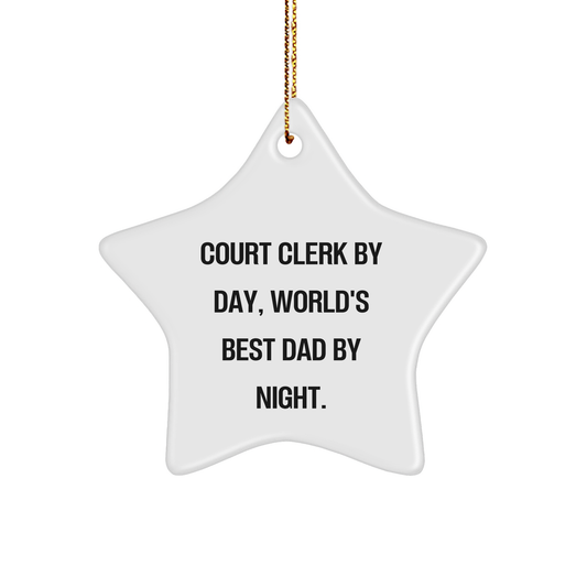 Court Clerk By Day, Star Ornament By Night - Funny Christmas Unique Gifts for Court Clerks, Unique Star Ornament from Friends, Family, or Coworkers - Image 1