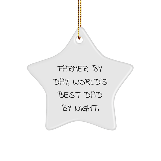 Farmer Gifts, World's Best Dad by Night, Star Ornament, Funny Quote, Christmas Unique Gifts from Men - Image 1