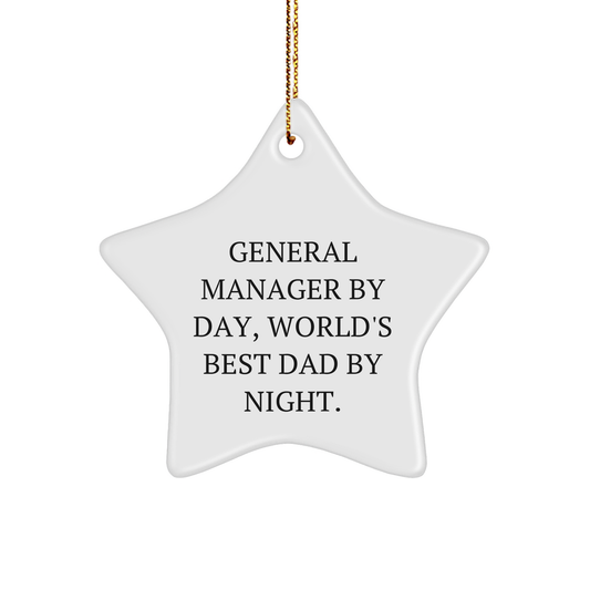 General Manager Star Ornament Gifts from Men, Christmas Unique Gifts for General Manager By Day, World's Best Dad By Night. - Image 1