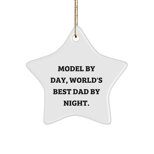 Model By Day Star Ornament, Funny Gifts from Mom to World's Best Dad By Night, Christmas Unique Presents for Men, Star Shaped MDF Decorations with Gold Cord - Image 1