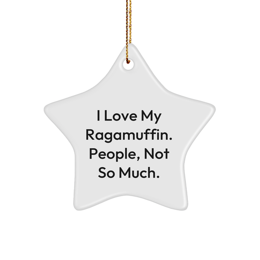 Ragamuffin Cat Lovers' Star Ornament, Funny Gifts from Friends to Family, 'I Love My Ragamuffin. People, Not So Much.' - Image 1