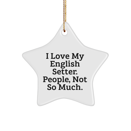 English Setter Dog Lovers Gifts from Family - Funny Star Ornament, 'I Love My English Setter. People, Not So Much.' - Unique Christmas Unique Gifts - Image 1