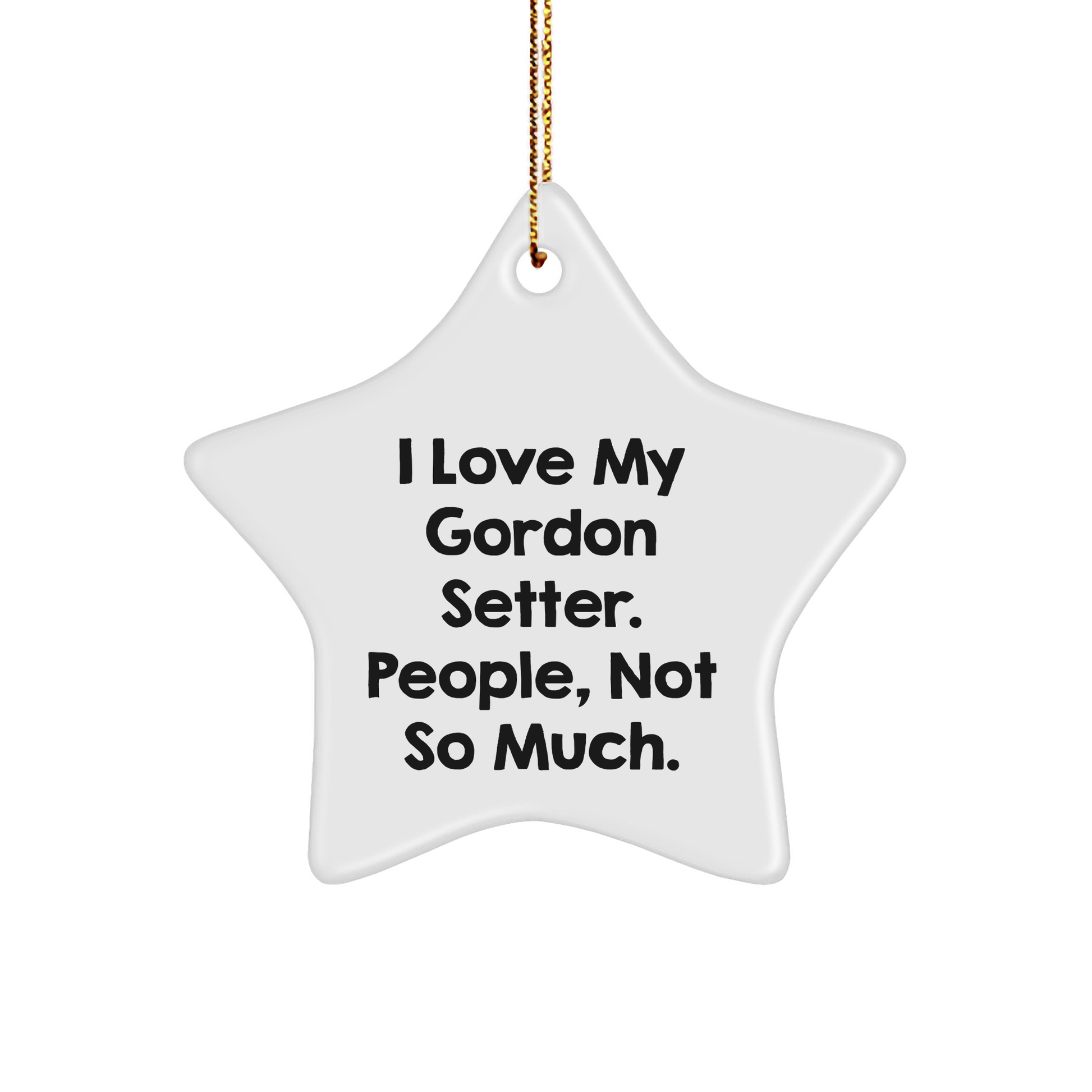 Funny Gordon Setter Dog Lover Gifts, 'I Love My Gordon Setter. People, Not So Much.' Star Ornament for Christmas - Image 1