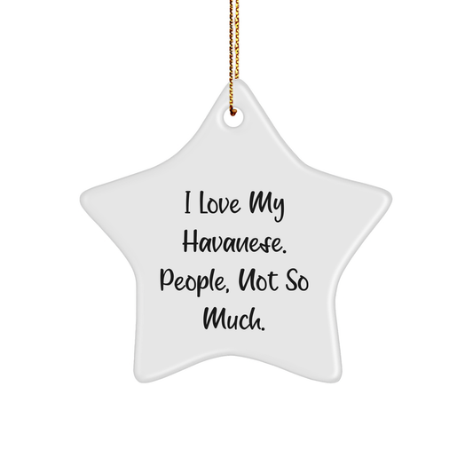 Havanese Dog Lovers' Christmas Unique Gift, Star Ornament with Funny Quote, 'I Love My Havanese, People, Not So Much.', Gifts from Family, for Havanese Dog Enthusiasts, Christmas Unique Gifts - Image 1