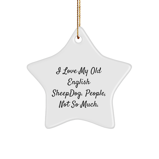 Funny Old English SheepDog Star Ornament Gifts from Family for Christmas - Image 1