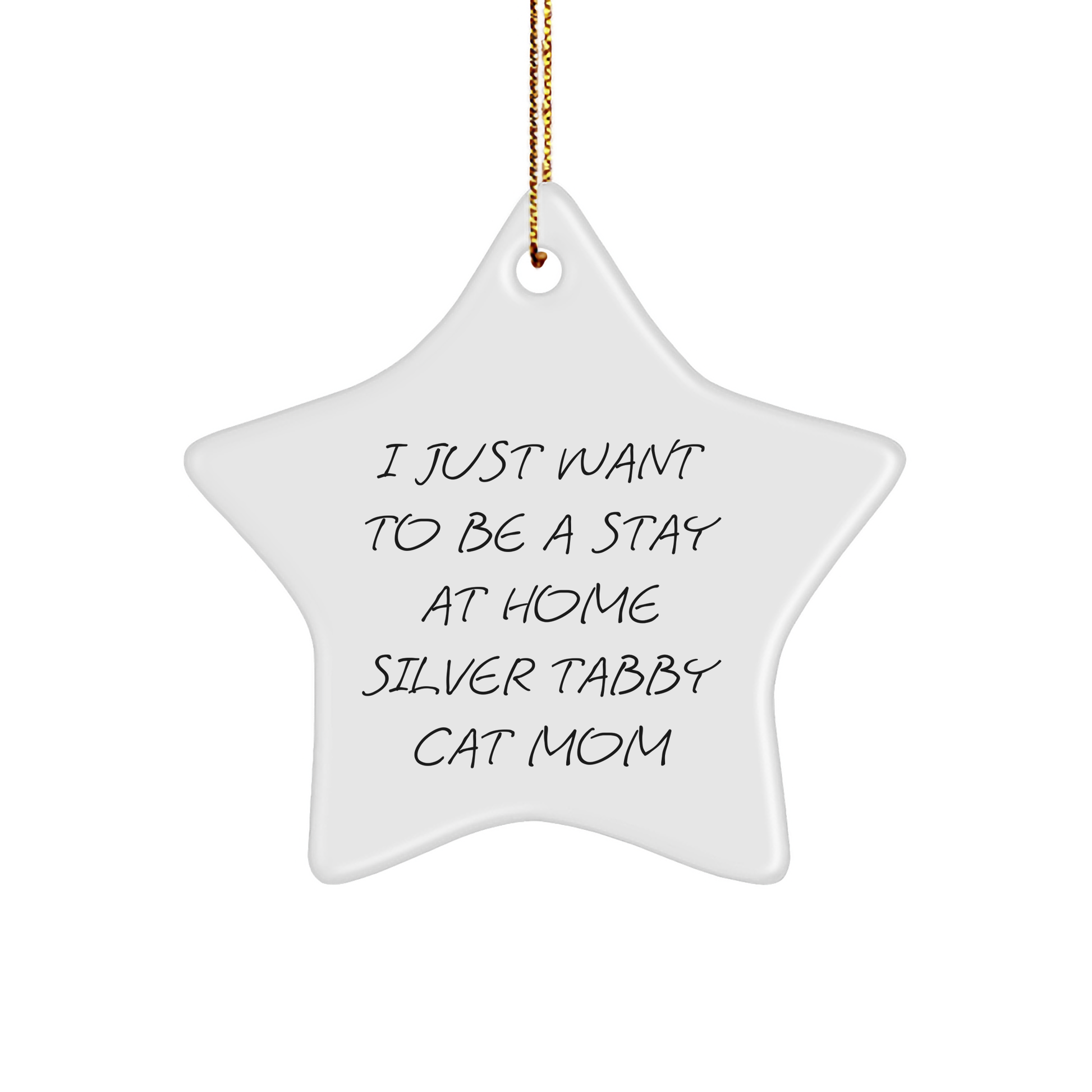 Funny Silver Tabby Cat Mom Gifts from Friends for Christmas Unique Star Ornament - Image 1