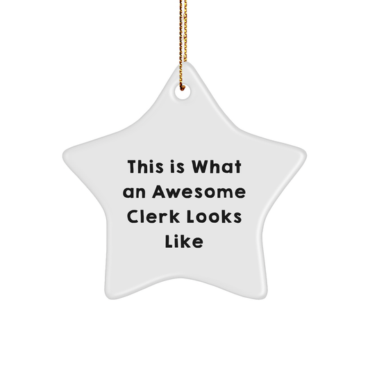 Clerk Star Ornament, Funny Quote Gifts for Clerks from Friends, Christmas Unique Decorations - Image 1