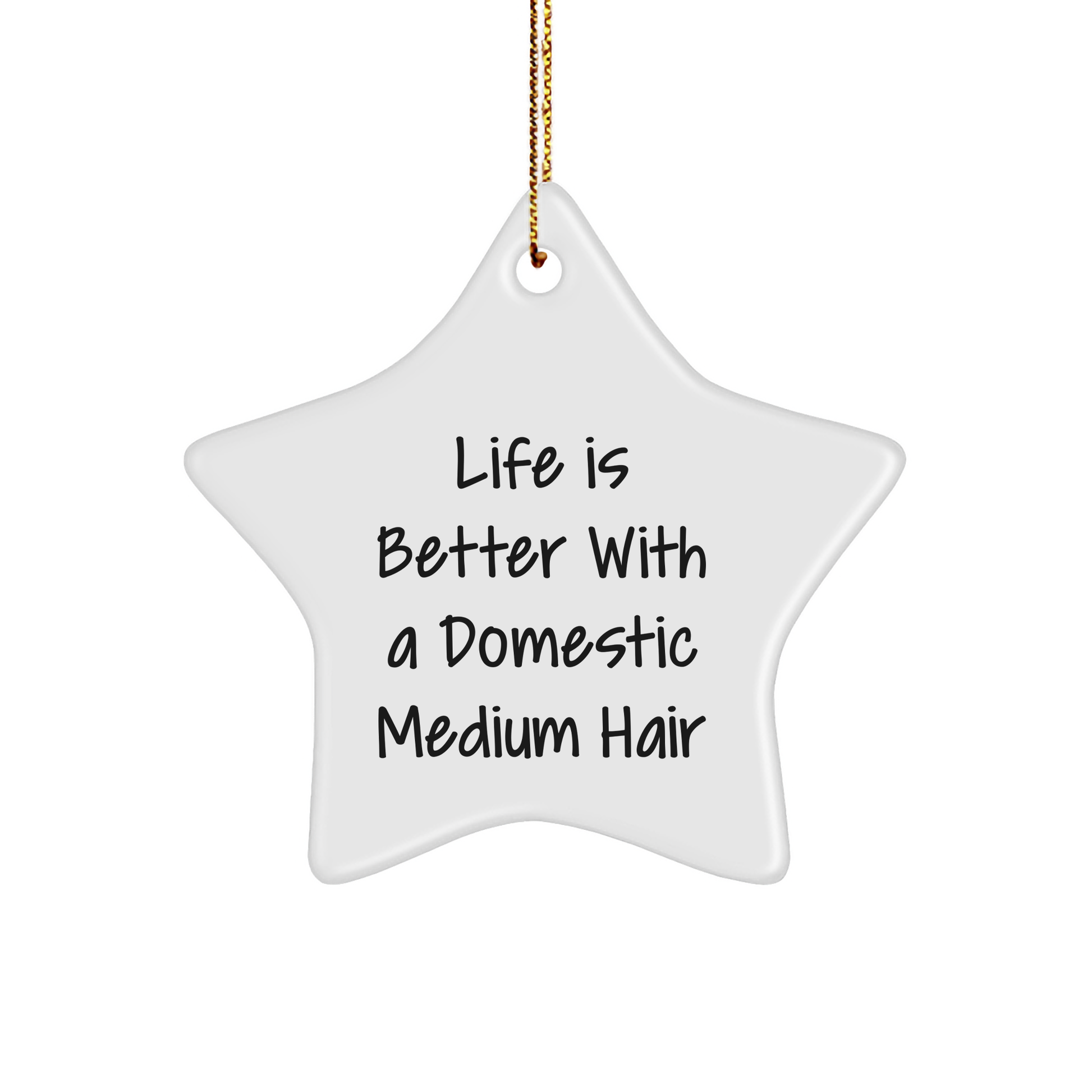 Domestic Medium Hair Cat Lover Gifts from Family, 'Life Is Better With A Domestic Medium Hair' Star Ornament for Christmas - Image 1
