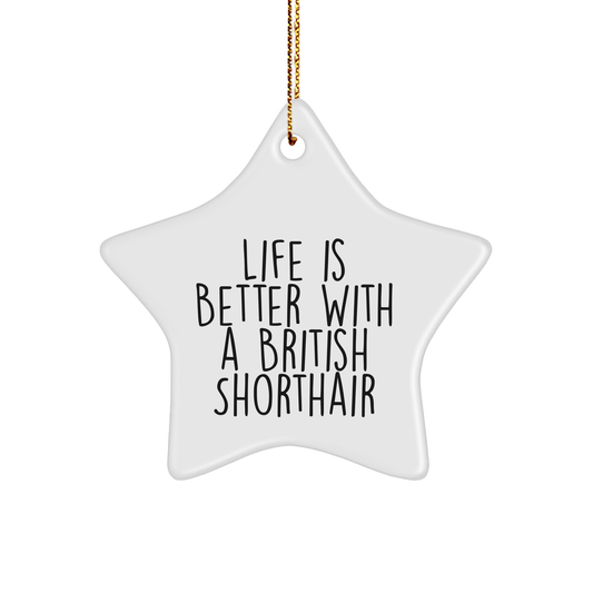 British Shorthair Cat Gifts from Men to British Shorthair Cat Lovers, Life is Better with a British Shorthair, Star Ornament for Christmas - Image 1