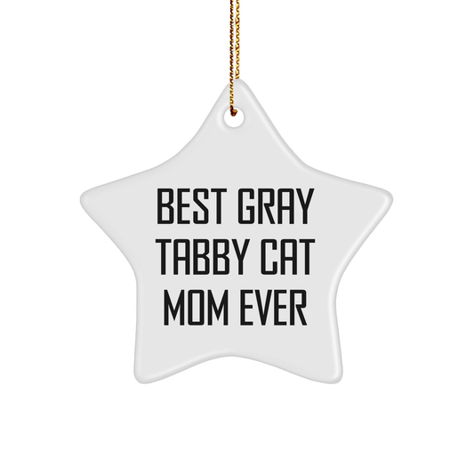 Gray Tabby Cat Mom Ever's Funny Star Ornament Gifts from Friends for Best Cat Lover Christmas Memorable Presents - Image 1
