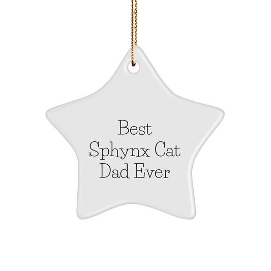 Funny Sphynx Cat Dad Gifts from Friends and Family for Christmas Unique Star Ornament - Image 1