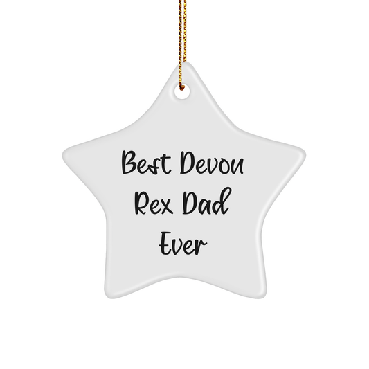 Devon Rex Cat Dad Ever Funny Star Ornament, Gifts from Friends to Family for Christmas - Image 1