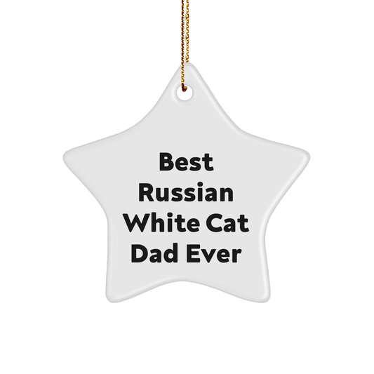 Funny Russian White Cat Dad Gifts from Men to Best Russian White Cat Dads Ever, Russian White Cat Star Ornament for Christmas Unique Gifts - Image 1