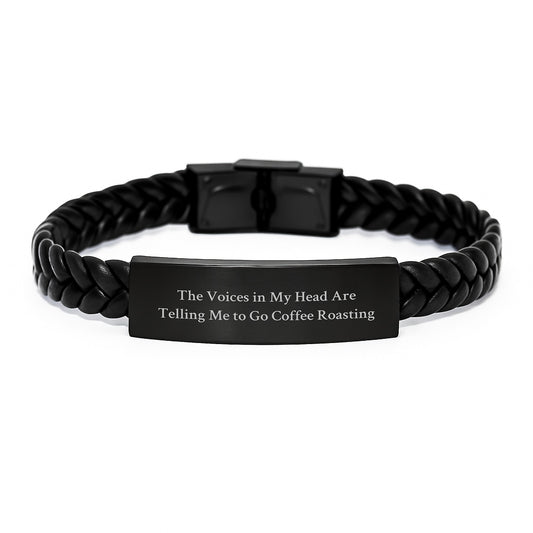 Funny Coffee Roasting Gifts for Men, Engraved Interlaced Leather Bracelet with Graduation Quote - Gifts from Friends and Family - Image 1