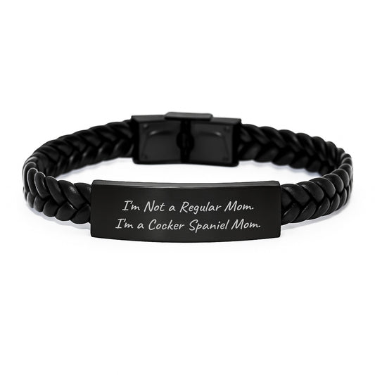 Cocker Spaniel Mom Interlaced Leather Bracelet Gifts for Her from Friends on Graduation Day Funny Quote - Image 1