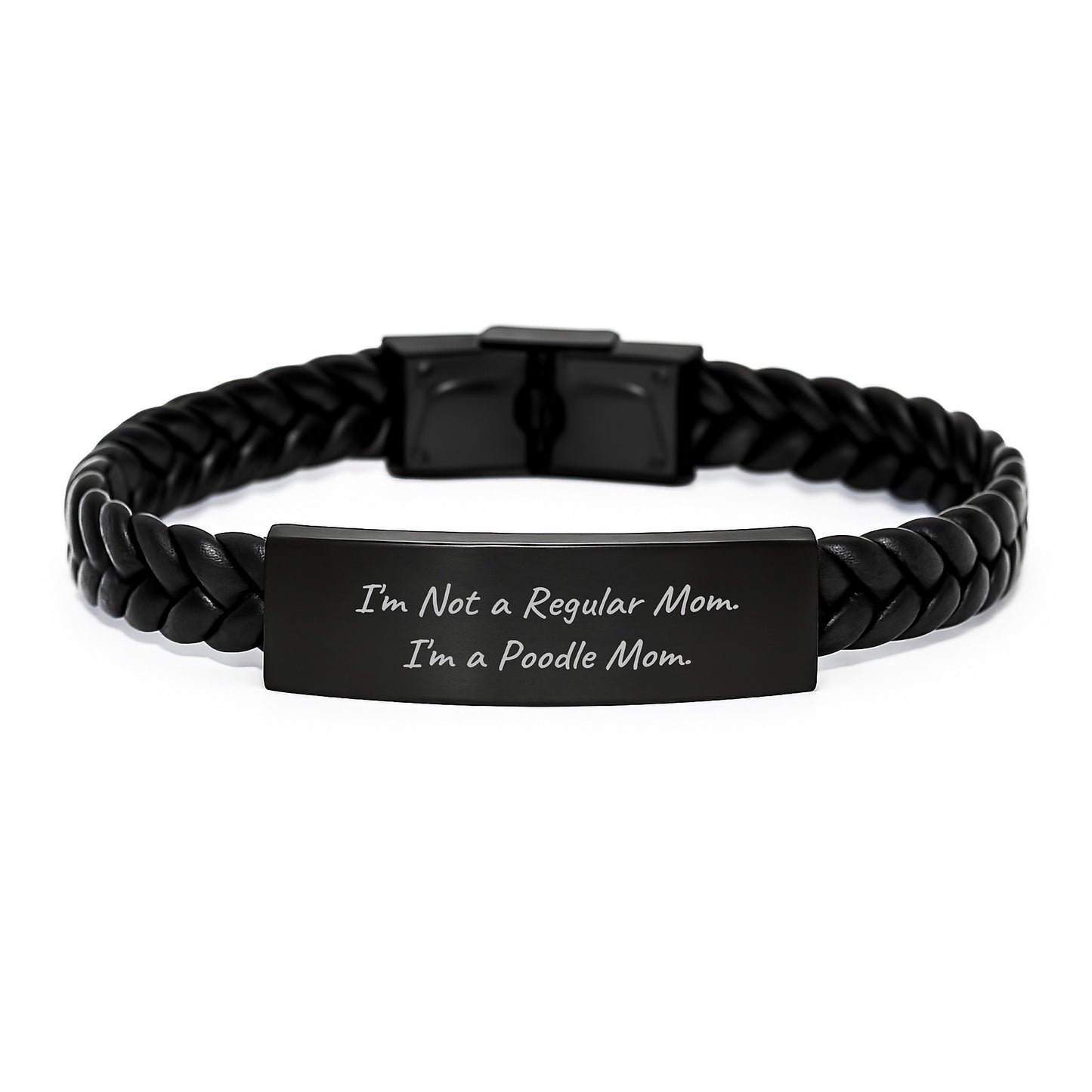Poodle Mom Gifts, Funny Quote Interlaced Leather Bracelet for Poodle Dog Lovers, Graduation Unique Gifts from Mom to Poodle Dog - Image 1
