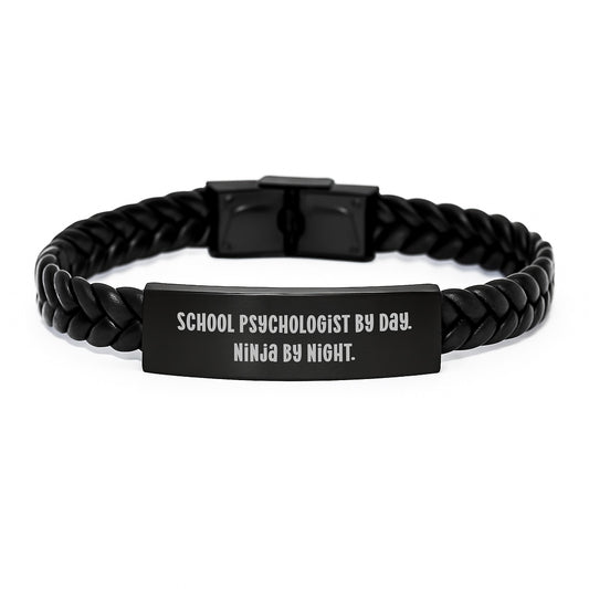 School Psychologist Gifts, Funny Quote - Interlaced Leather Bracelet for Men and Women, Gifts from Friends and Family for Graduation - Image 1