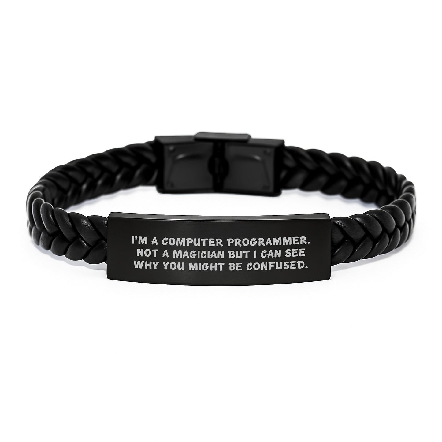 Funny Computer Programmer Gifts from Friends - Interlaced Leather Bracelet for Men and Women Graduation Unique Presents - Image 1