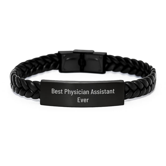 Best Physician Assistant Ever Inspirational Quote Interlaced Leather Bracelet Gifts for Physician Assistant Graduation - Image 1