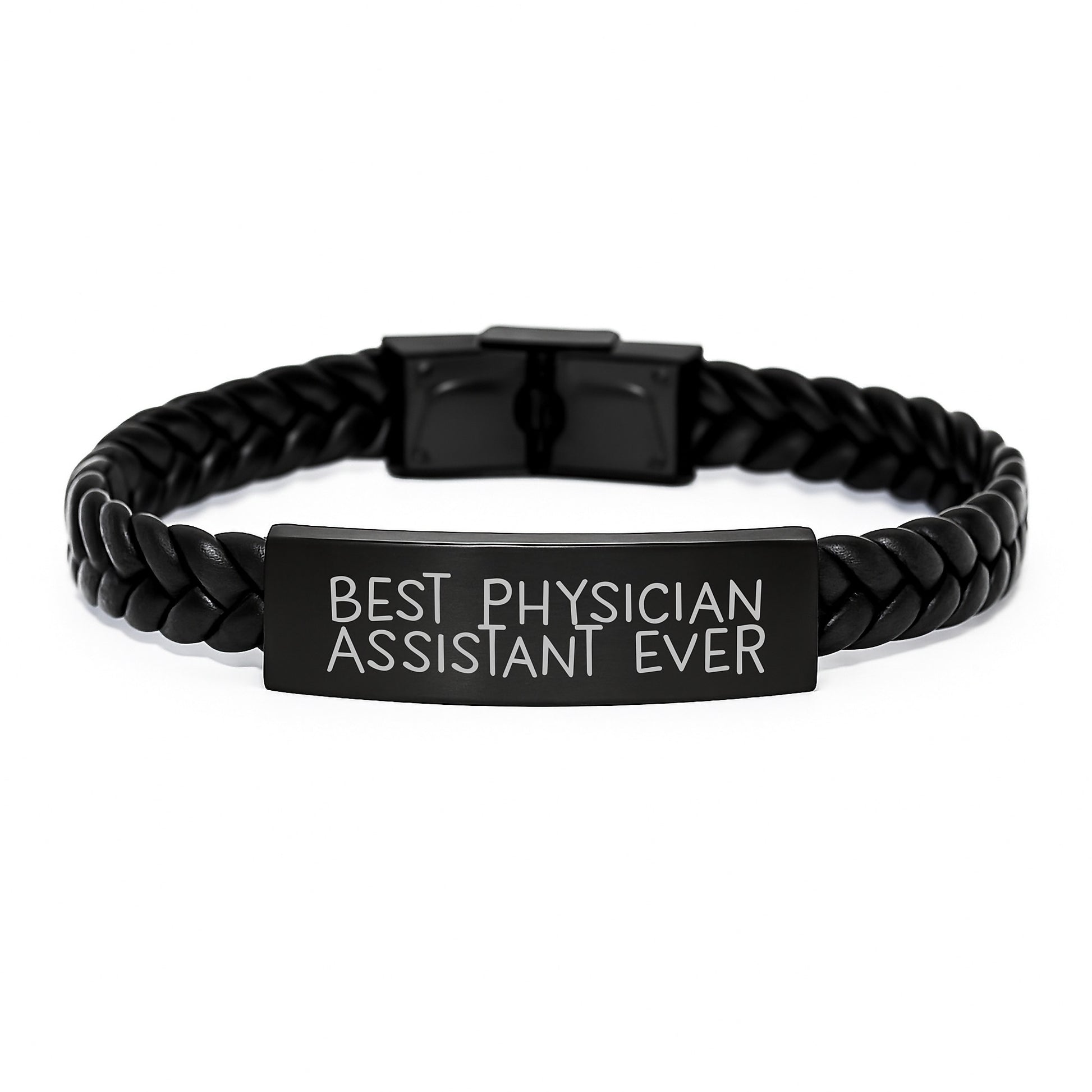 Funny Gifts for Best Physician Assistant Ever, Interlaced Leather Bracelet for Men, Gifts from Family - Graduation Unique Presents - Image 1