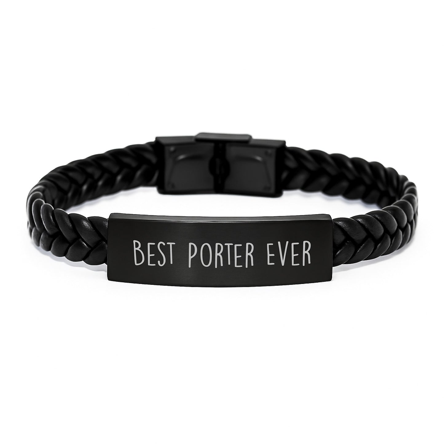 Funny Porter Gifts - Best Porter Ever Quote Interlaced Leather Bracelet for Men, Women, Friends, Coworkers, and Family - Graduation Unique Gifts from Friends, Family, and Coworkers - Image 1