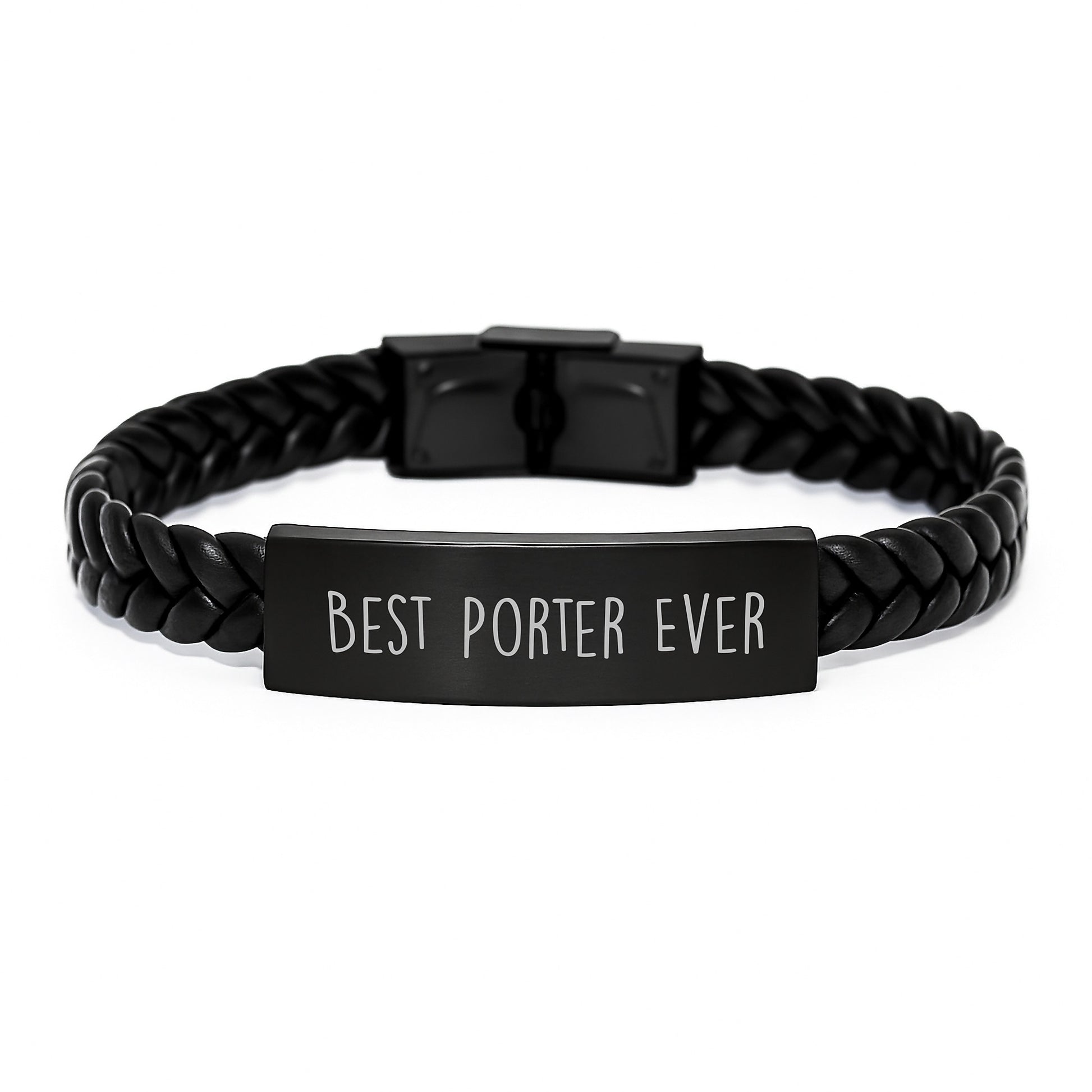 Funny Porter Gifts - Best Porter Ever Quote Interlaced Leather Bracelet for Men, Women, Friends, Coworkers, and Family - Graduation Unique Gifts from Friends, Family, and Coworkers - Image 1
